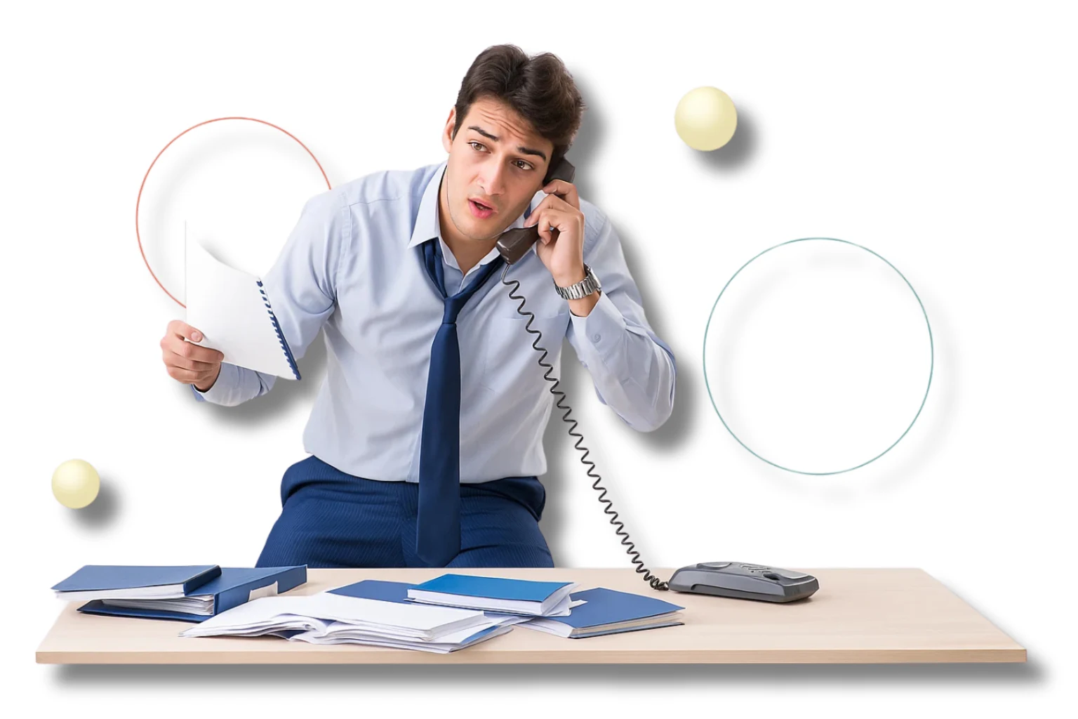 man busy using telephone