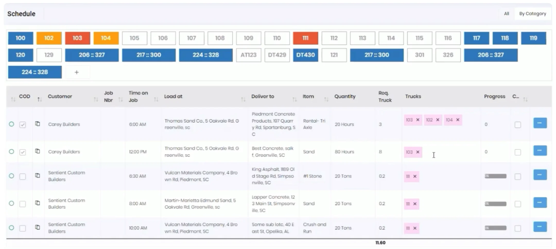 scheduling hauling jobs