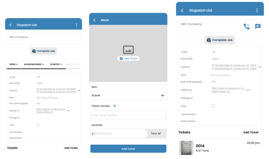 uploading etickets in driver app