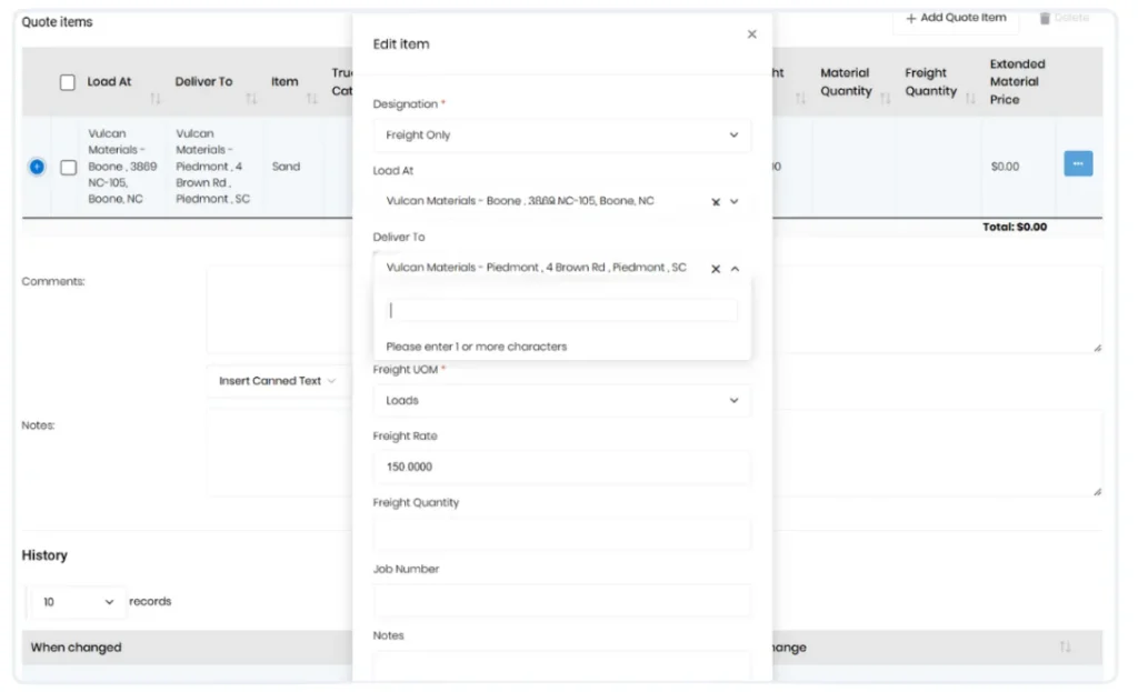 quotes for dump truck jobs