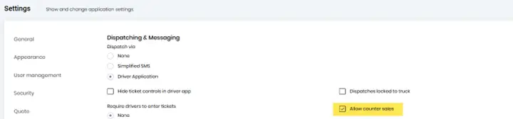 Allow Counter Sales Setting