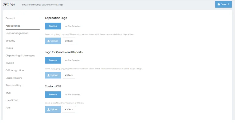 Appearance Tab Settings