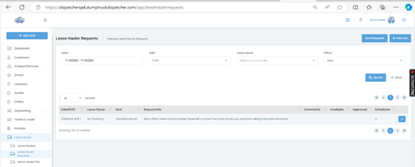 Lease Hauler Request List