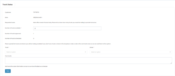 Truck Request Status To LH