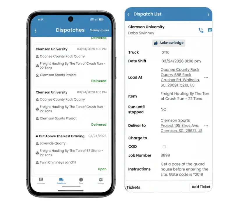 Driver App Dispatches
