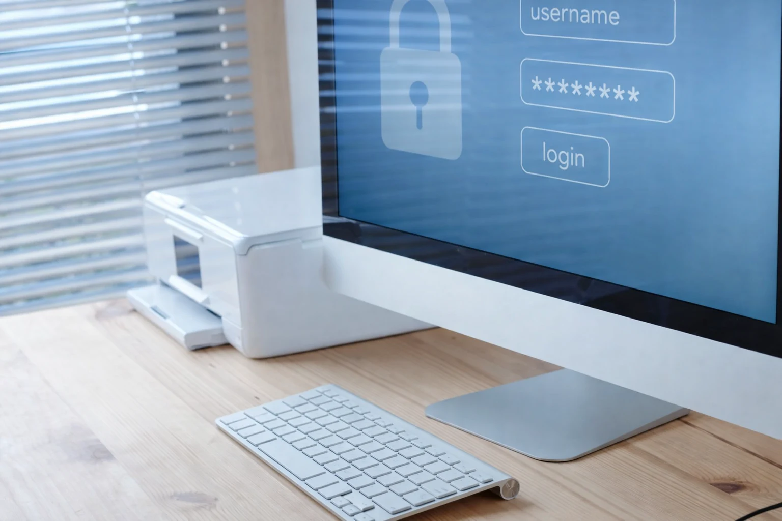 computer setup with login screen